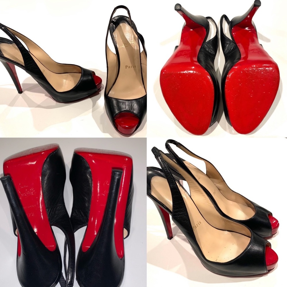 Christian Louboutin Black and Red Slingback Heels